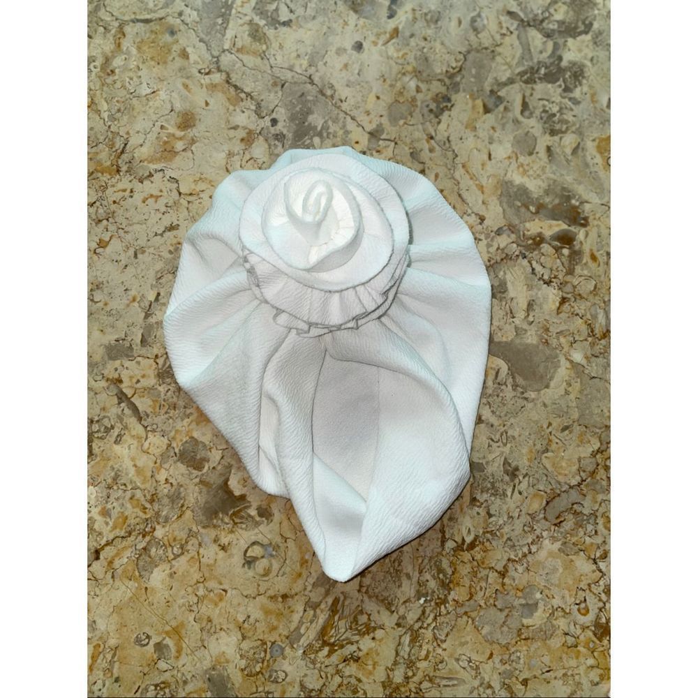 Boutique White Rosebud Baby Turban Headwrap